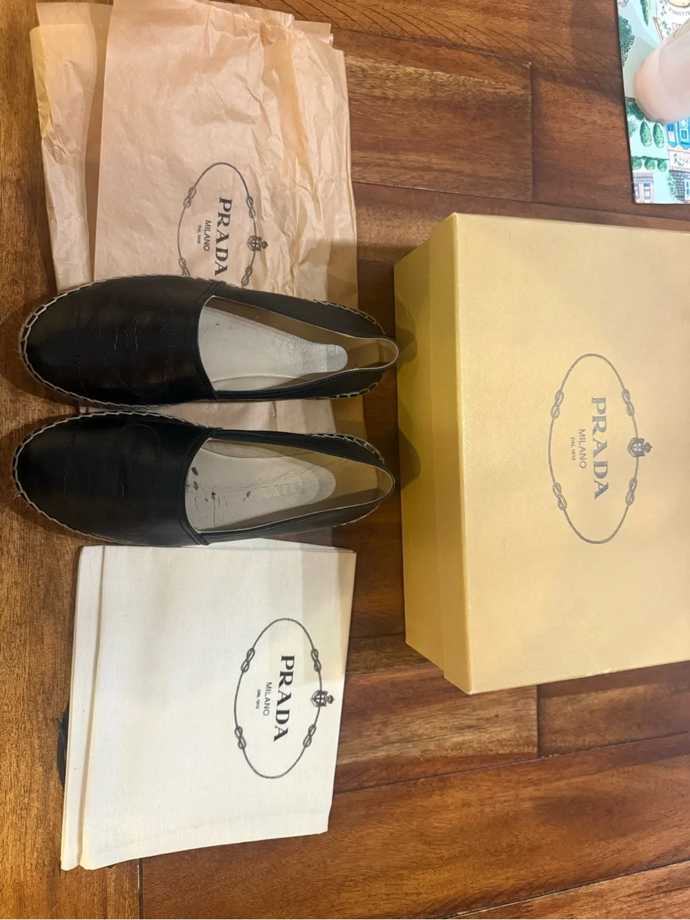 PRADA Women’s Black Leather Espadrilles